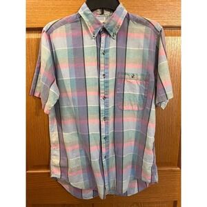 Boundary Waters Vintage 80s Plaid Short Sleeve Button Down Men's M